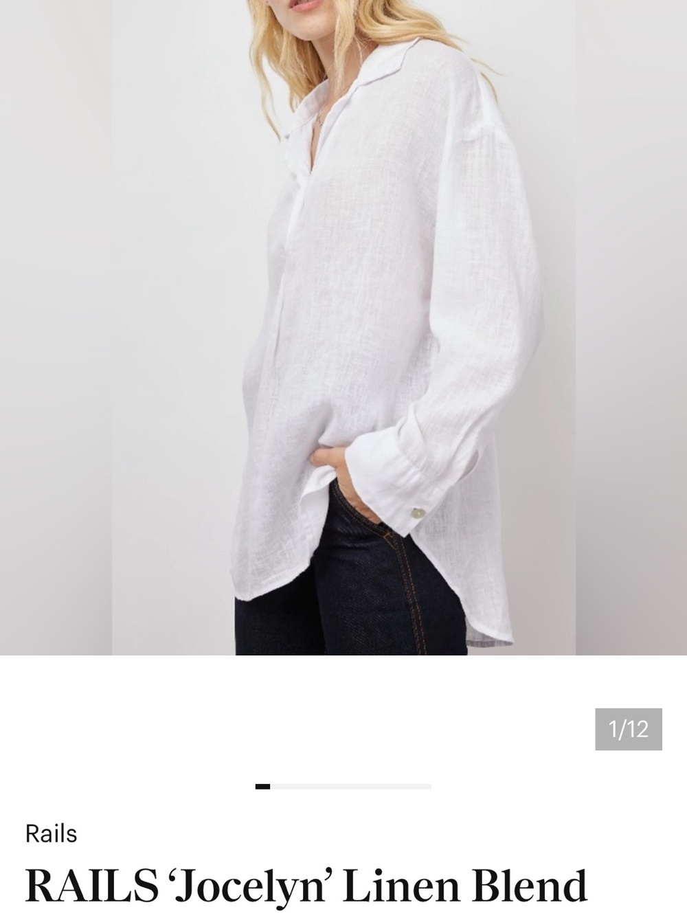 Rails White Linen-Blend Button Down Shirt
